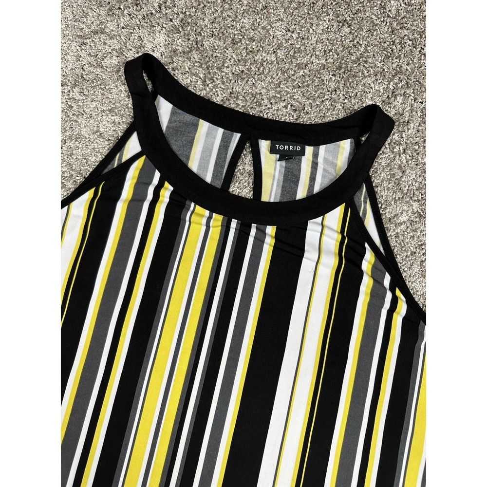 Torrid Striped High Neck Swing Tank Top Plus Size 4 Black Yellow Bold